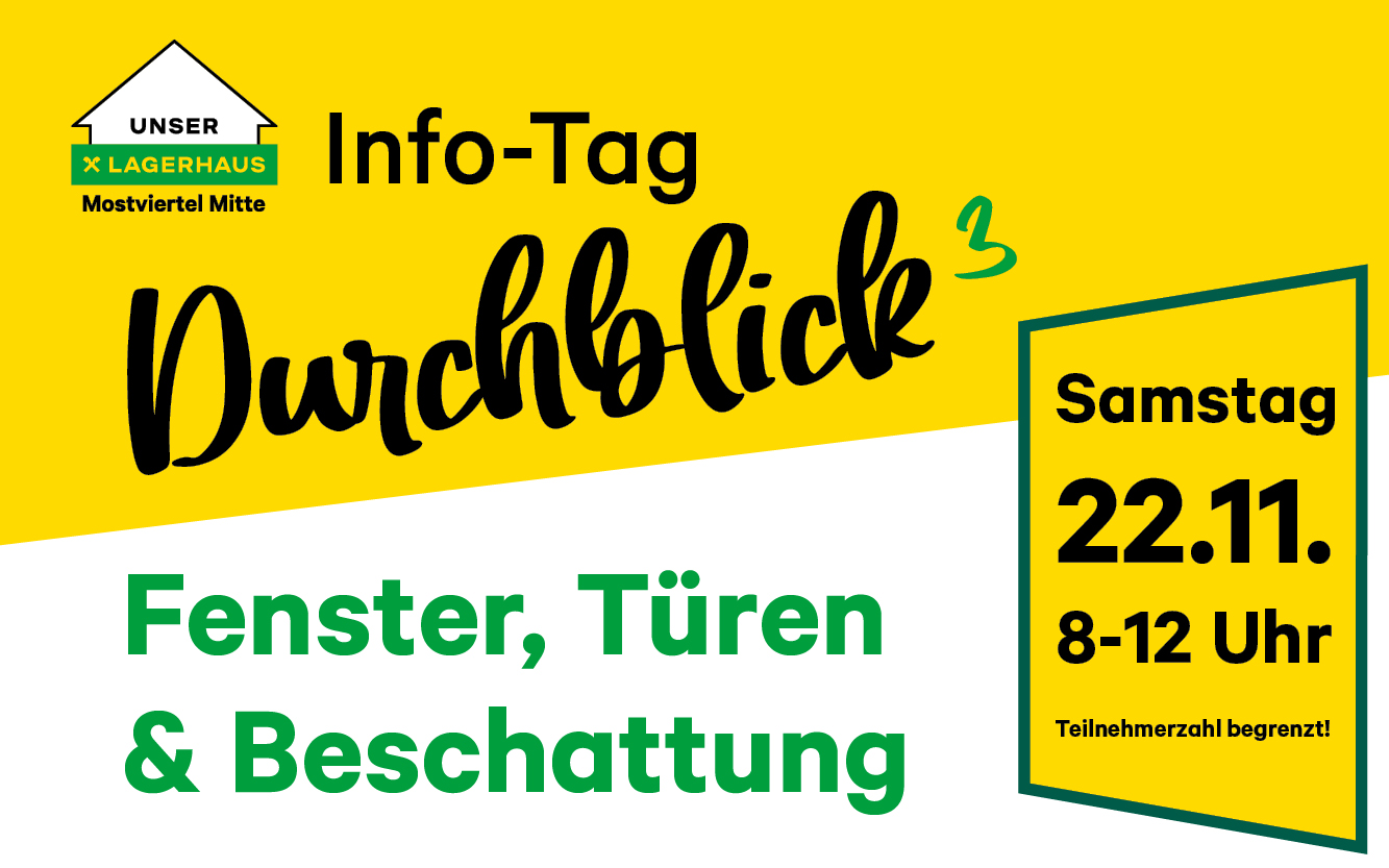 Einladung zum Fenstertechnik Info-Tag "Durchblick hoch 3: Fenster, Türen und Beschattung"